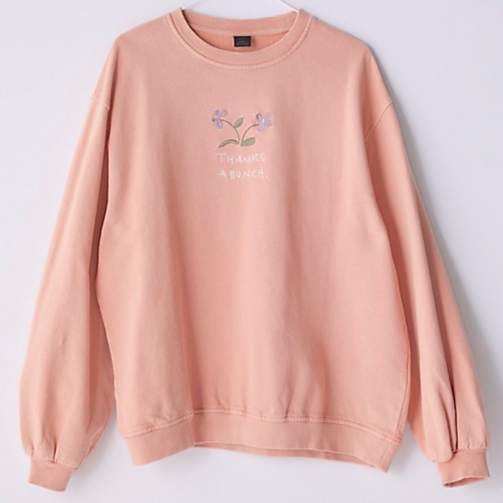 Thanks A Bunch Embroidered Crew Neck Sweatshirt